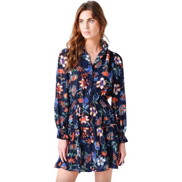 Hunter Bell Women's Joplin Dress Floral Silk Size Small Ruffle High Neck - Picture 11 of 11